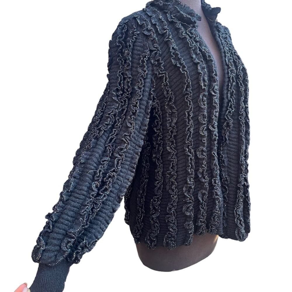 Vtg 3D Textured Fairy Grunge Rainbow Metallic Whimsigoth Chunky Cardigan Size M